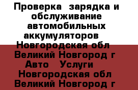 Проверка, зарядка и обслуживание автомобильных аккумуляторов. - Новгородская обл., Великий Новгород г. Авто » Услуги   . Новгородская обл.,Великий Новгород г.